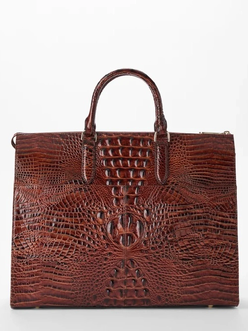 Brahmin Pecan Melbourne Croc-Embossed Leather Business Tote and Cordelia Wallet